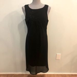 Robbie Bee black lined dress with sequined flowers on front-size 6